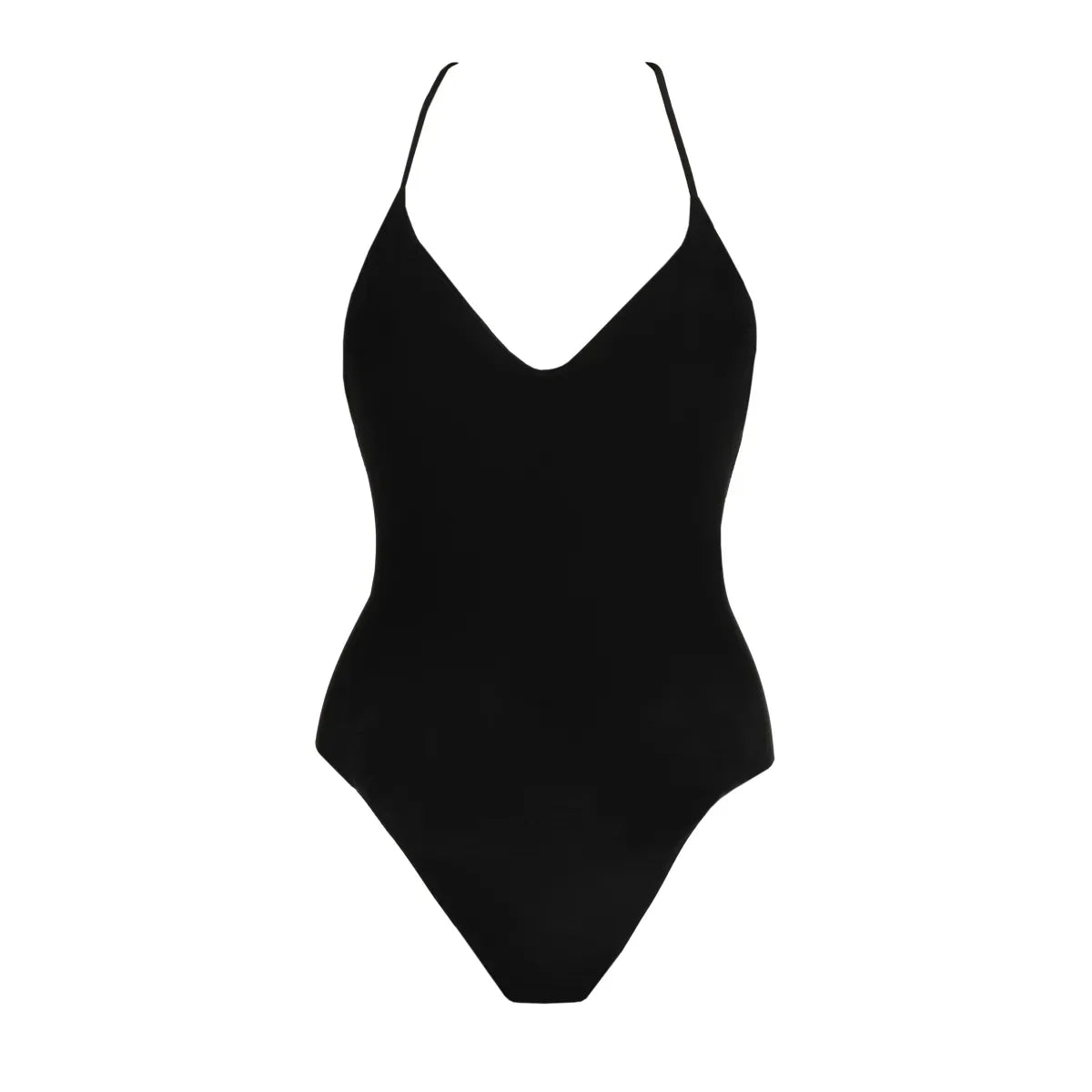 Schwarzer Body mit V-Ausschnitt, elegantes Design, ideal für Damenmode, Lingerie, Unterwäsche, hochwertig, bequem, stilvoll.