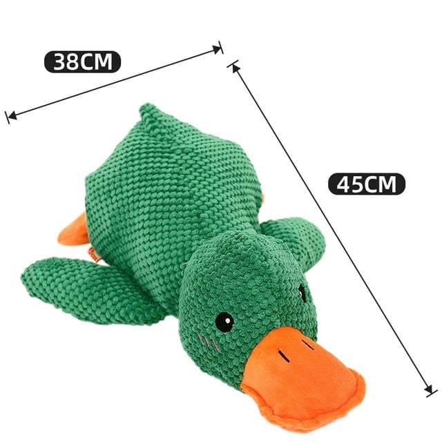Grünes Plüsch-Entenspielzeug, 45 cm lang, 38 cm breit, ideal für Kinder. Weiches Kuscheltier, perfektes Geschenk, hochwertiges Material.