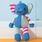 Blauer Plüschelefant, 28 cm, mit bunten Ohren und Beinen, ideal als Kuscheltier für Kinder. Perfektes Geschenk, weiches Spielzeug, Babyzimmer-Deko.
