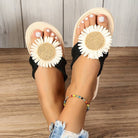 Damen-Sandalen mit Sonnenblumen-Design, bequeme Sommerschuhe, modische Flip-Flops, ideal für Strand und Freizeit, trendige Fußbekleidung.