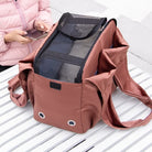 Braune tragbare Schultertasche für Haustiere, atmungsaktiv, ideal für Reisen.