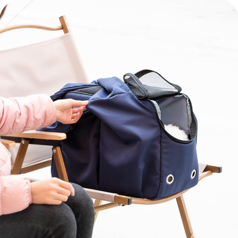 Tragbare blaue Haustiertragetasche, Schultertasche, atmungsaktiv, für Katzen und kleine Hunde.