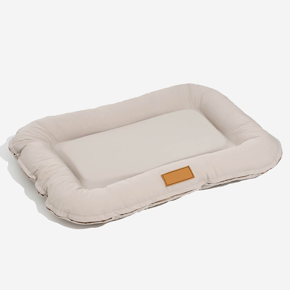 Wasserdichtes orthopädisches Hundebett aus Memory-Schaum, beige, rechteckig, bequem.