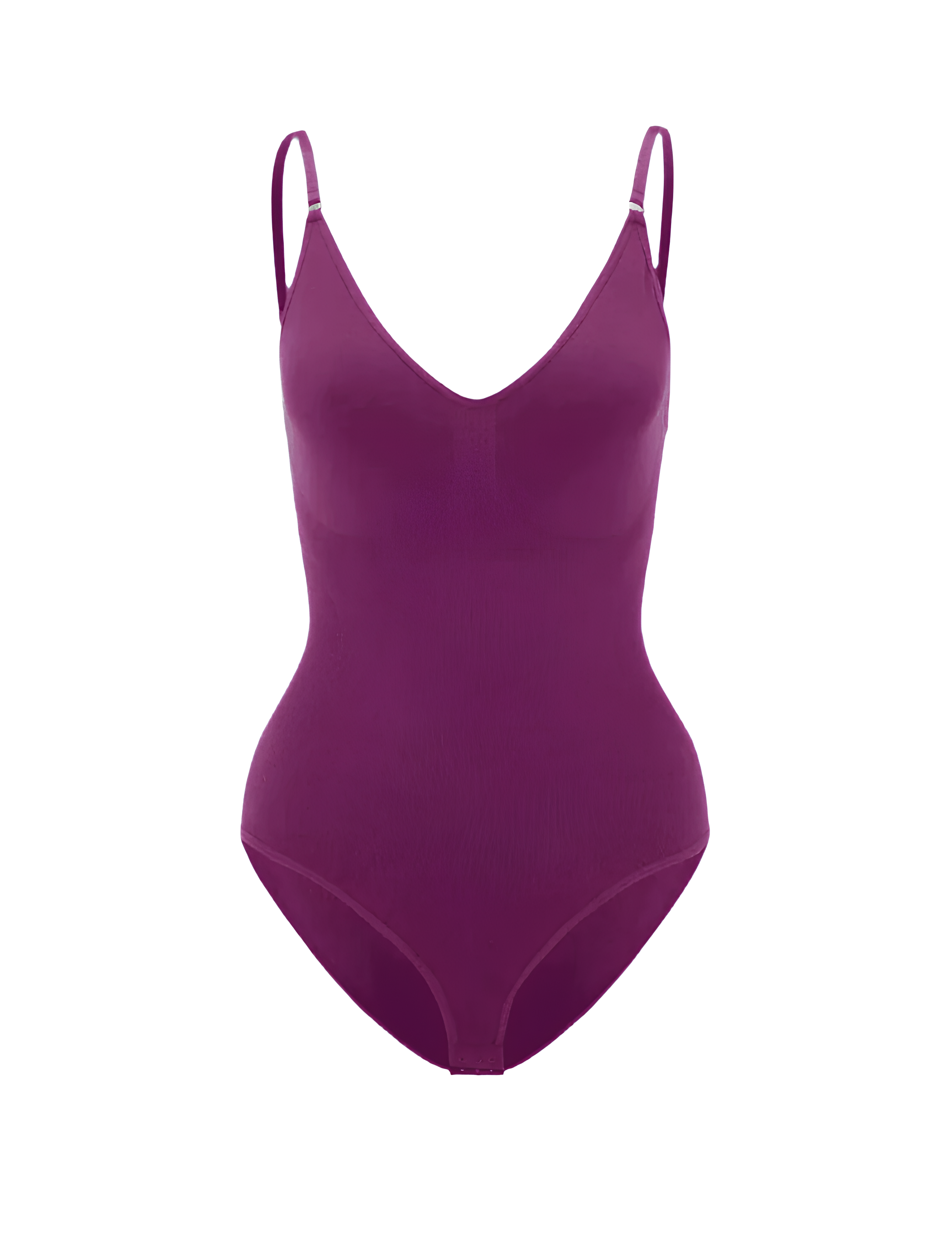 Lila Shapewear-Bodysuit mit verstellbaren Trägern, nahtloser Passform und figurformendem Design. Perfekt für unsichtbare Unterstützung und Komfort.