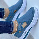 Damen-Sneaker in Blau, atmungsaktiv und bequem, mit Mesh-Obermaterial und Plateau-Sohle. Perfekt für Freizeit und Laufen. Trendige Mode-Schuhe.