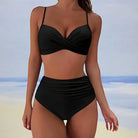 Schwarzer Bikini Damen, hoch tailliert, Strandmode, Sommer, Badeanzug, elegant, figurbetont.