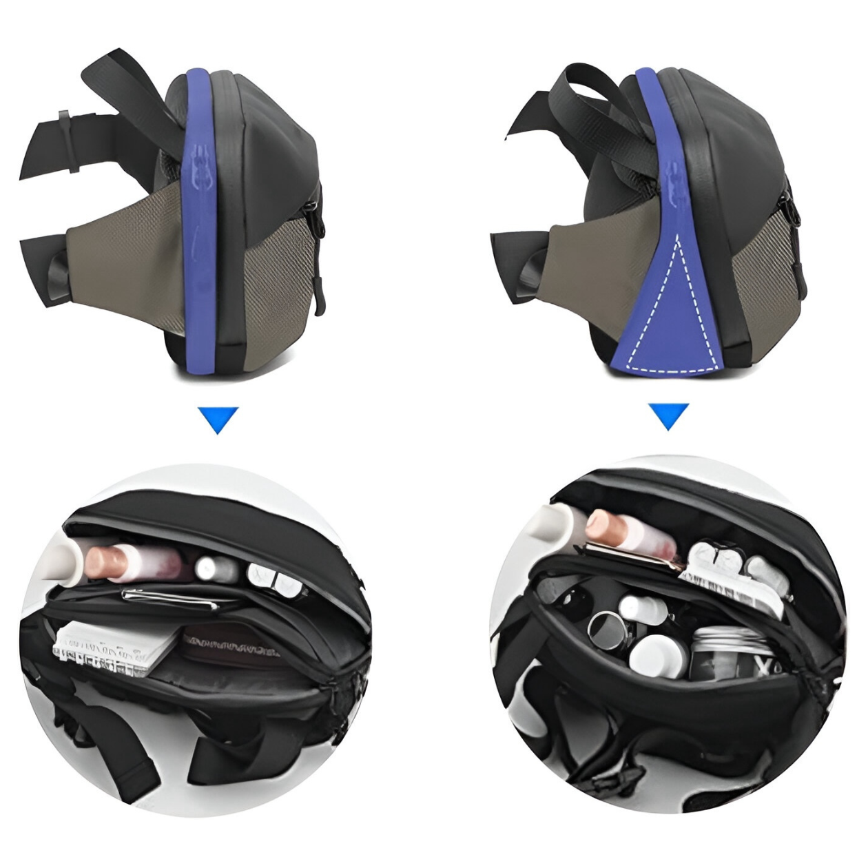 Schwarzer Rucksack mit mehreren Fächern, ideal für Reisen, aus robustem Material.