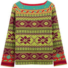 Einzigartiger Print-Pullover in leuchtenden Farben, geometrischen Mustern und Blumenmotiven. Perfekt für modische Herbst- und Winteroutfits.