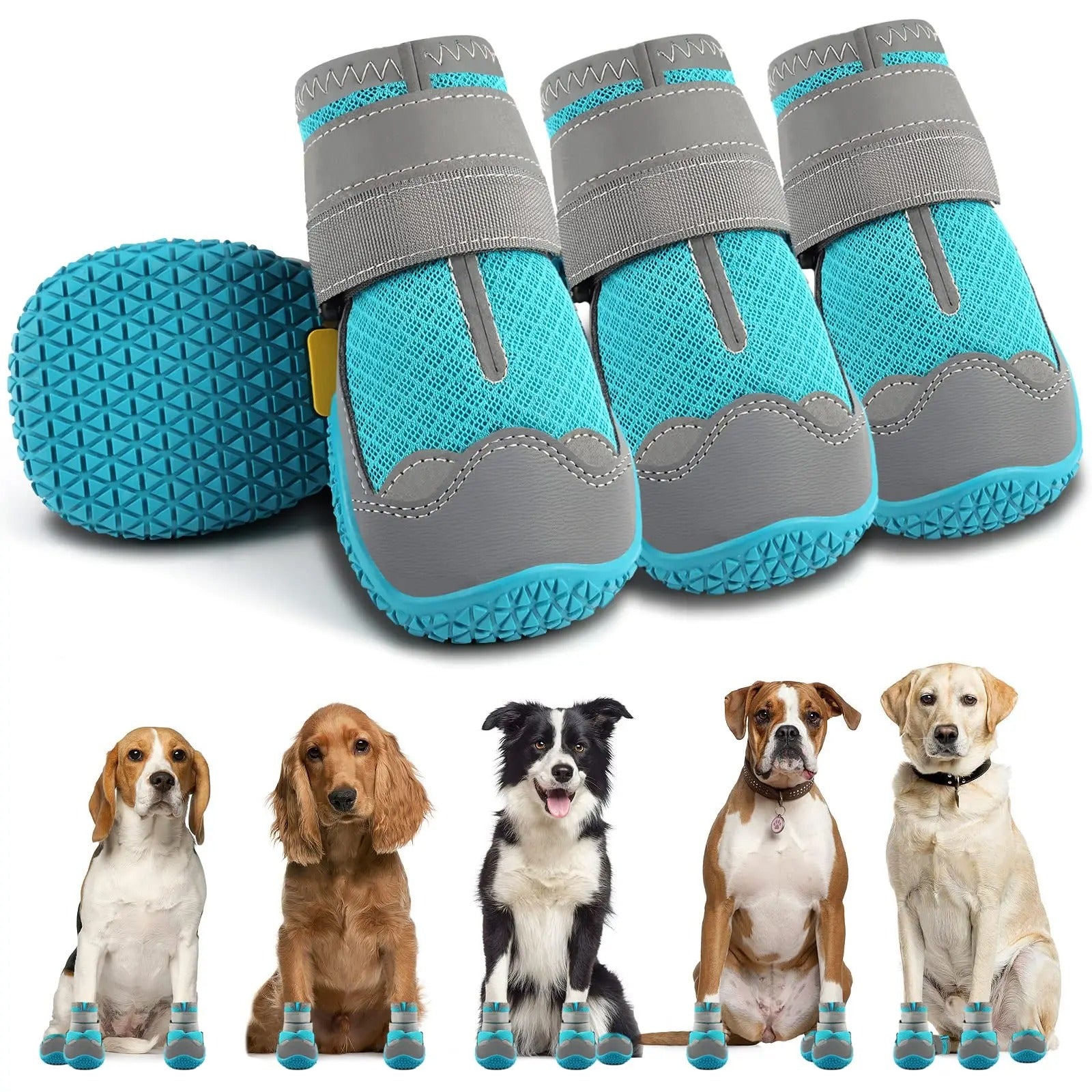 Hunde-Schuhe, rutschfest, wasserdicht, atmungsaktiv, ideal für Outdoor-Aktivitäten. Perfekt für Schutz und Komfort von Hundepfoten.