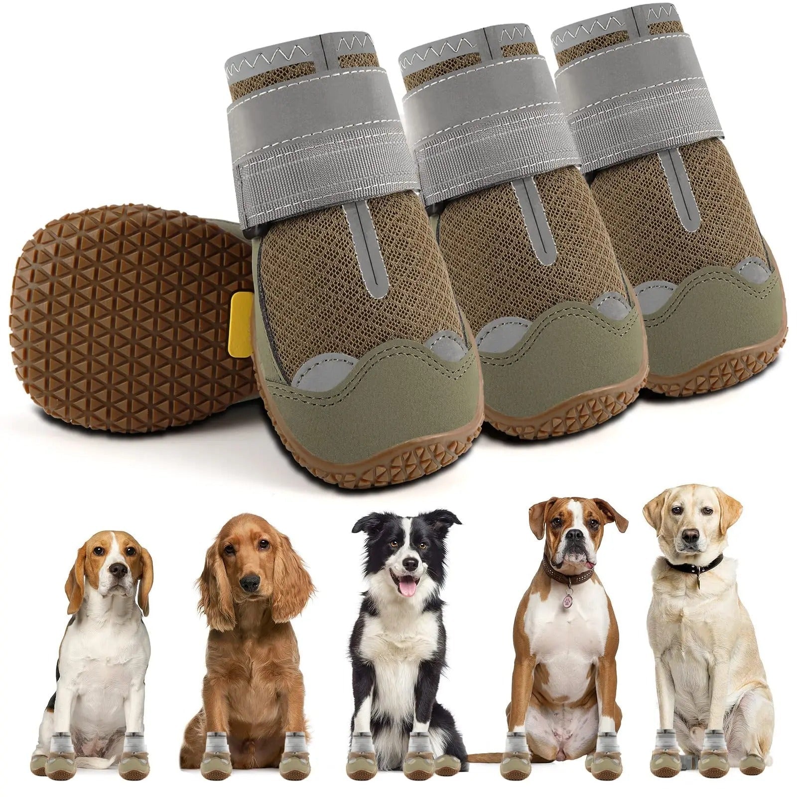 Hunde-Schuhe, rutschfest, wasserdicht, atmungsaktiv, ideal für Outdoor-Aktivitäten. Schützt Pfoten vor Verletzungen und extremen Wetterbedingungen.