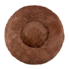 Rundes, flauschiges Hundebett in Braun, ideal für kleine bis mittelgroße Hunde. Komfortabel, waschbar und perfekt für erholsamen Schlaf.
