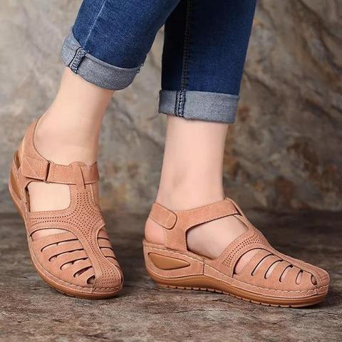 Atmungsaktive orthopädische Sandalen mit niedrigem Absatz, Korrektionsfunktion, ideal für Komfort und Stil, perfekt für den Alltag.