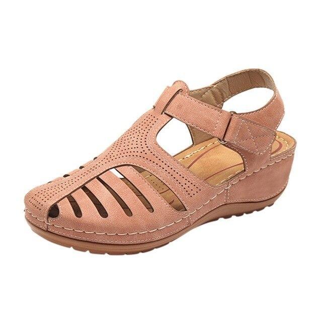 Damen Sandalen, atmungsaktiv, orthopädisch, niedriger Absatz, Korrektionsfunktion, bequem, modisch, ideal für den Sommer, in Rosa.