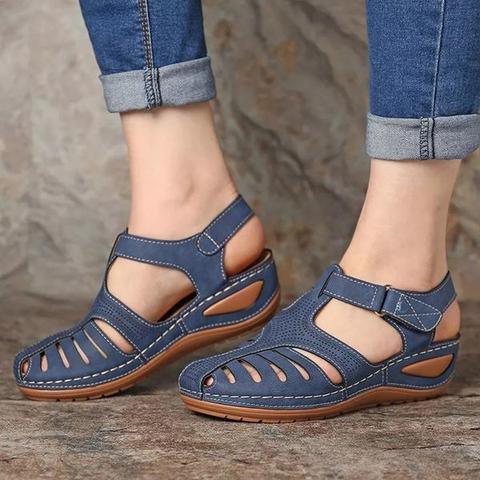 Atmungsaktive orthopädische Sandalen mit niedrigem Absatz, Korrektionsfunktion, ideal für Komfort und Stil, perfekt für den Sommer.