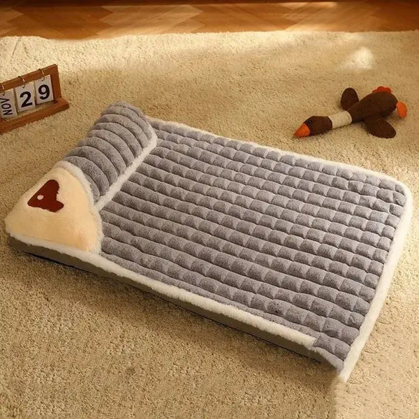Orthopädisches Hundebett grau, Memory-Schaum, flauschig, rechteckig, rutschfest, waschbar.
