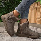 Damen-Snowboots, wasserdicht, rutschfest, glänzend, Plüsch, Winter 2023, mit Schnalle, warm, modisch, ideal für kalte Tage, bequem.