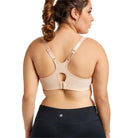 Plus-Size Sport-BH mit Mesh, beige, Racerback-Design, ideal für Training und Komfort. Perfekt für aktive Frauen, die Unterstützung suchen.