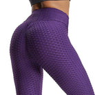 Lila Damen-Leggings mit Wabenmuster, figurbetont, elastisch, Sportbekleidung.