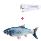 USB-Ladekabel und realistisches Fischspielzeug für Katzen, interaktiv, blau-weiß.