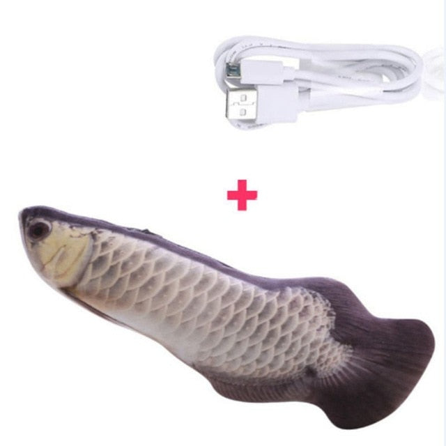 USB-Ladekabel und Fisch-förmiges Kissen, grau, realistisch, Geschenkidee, Heimdekoration.