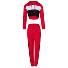 Damen Trainingsanzug in Rot mit Kapuzenpullover und Jogginghose, modisch und bequem. Perfekt für Sport und Freizeit. Hochwertige Sportbekleidung.