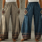 Weite Damenhosen mit Ethno-Muster, elastischem Bund und großen Taschen. Perfekt für Boho-Mode, bequem und stilvoll für den Alltag.