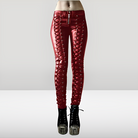Rote Lederhose mit Schnürung, figurbetont, modisch, ideal für Partys. Hochwertiges Material, trendiges Design, auffälliger Look.