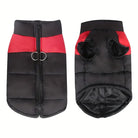 Schwarze und rote Hundejacke mit Reißverschluss, wasserdicht, warm, ideal für kaltes Wetter. Perfekt für kleine bis mittelgroße Hunde.