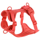 Rotes Hundegeschirr, verstellbar und gepolstert, ideal für Komfort und Sicherheit beim Gassigehen. Perfekt für kleine bis große Hunde.