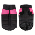 Schwarze und pinke Hundejacke mit Reißverschluss, reflektierendem Streifen und D-Ring. Ideal für kaltes Wetter, wasserdicht und warm.