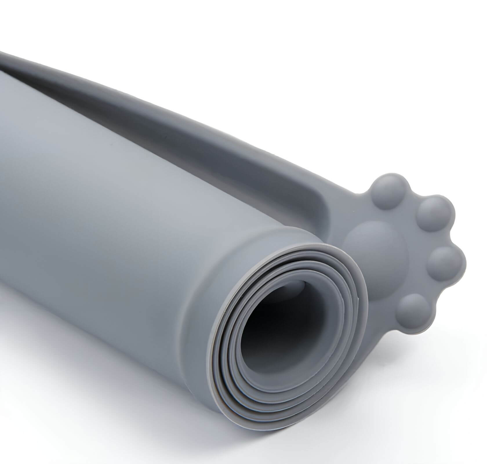 Rutschfeste wasserdichte Silikon-Futtermatte für Hunde, grau, pfotenförmig, HappyHunde.