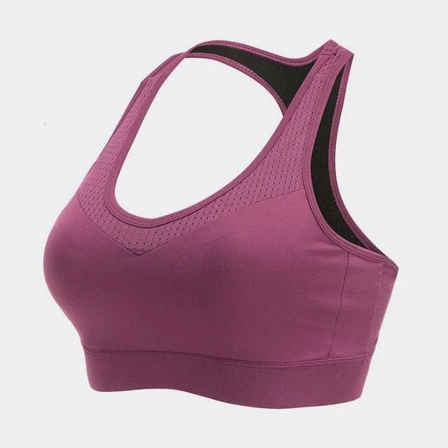 Lila Sport-BH in großen Größen, atmungsaktiv und bequem, ideal für Fitness und Yoga. Perfekte Passform, hoher Tragekomfort, modisches Design.