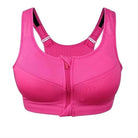 Sport-BH in großen Größen, rosa, mit Reißverschluss vorne. Ideal für Fitness, hoher Tragekomfort, stützende Passform, atmungsaktives Material.
