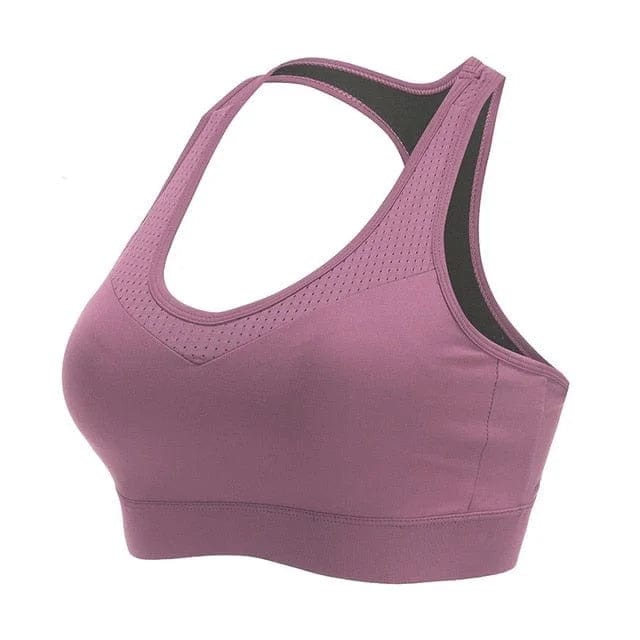 Rosa Sport-BH in großen Größen, atmungsaktiv und bequem, ideal für Fitness und Yoga. Perfekte Unterstützung und Passform für aktive Frauen.