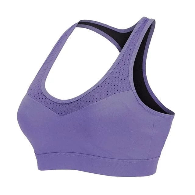 Violetter Sport-BH in großen Größen, atmungsaktiv und bequem, ideal für Fitness und Yoga. Perfekte Passform, hoher Tragekomfort, modisches Design.