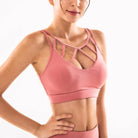 Sport-BH mit Zierfront in Rosa, nahtloses Design, ideal für Yoga und Fitness. Atmungsaktiv, bequem, modisch. Perfekt für aktive Frauen.