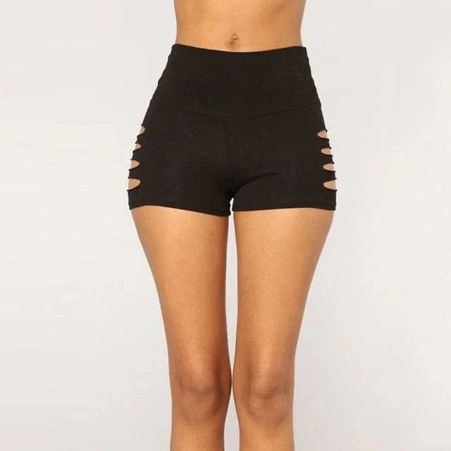 Schwarze Sporthose mit Schlitzen, hoch tailliert, ideal für Fitness und Yoga. Atmungsaktives Material, modisches Design, perfekte Passform.