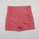Himbeerrote Sportshorts mit hoher Taille, nahtloses Design, atmungsaktiv, ideal für Fitness und Yoga. Damen-Activewear, bequem und stylisch.