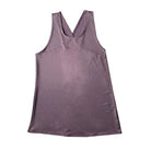Violettes Sporttop mit überkreuztem Rücken, ärmellos, ideal für Fitness und Yoga. Atmungsaktives Material, modisches Design, Größe S.