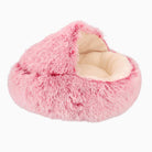 Rosa flauschiges Haustierbett, beruhigend, rund, für Katzen und kleine Hunde.