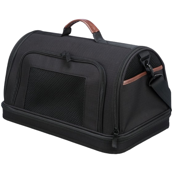 Schwarze Trixie Airline-Tasche für Haustiere, robust und tragbar, mit Netzfenster und Schultergurt. Ideal für sicheres Reisen mit Haustieren.