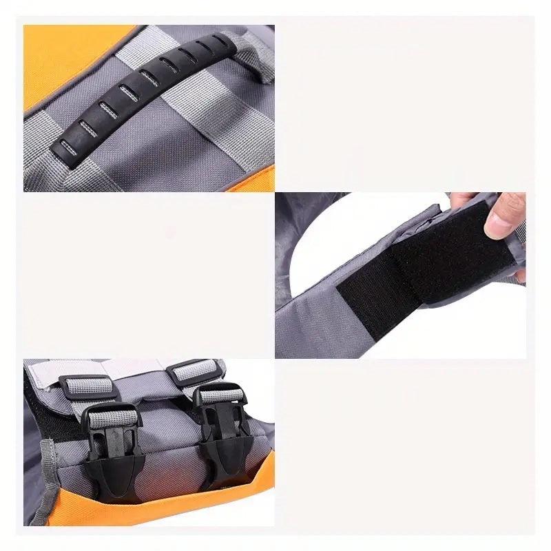 Hochwertiger, grauer Rucksack mit robusten Schnallen, verstellbaren Gurten und praktischem Tragegriff. Ideal für Outdoor-Aktivitäten.
