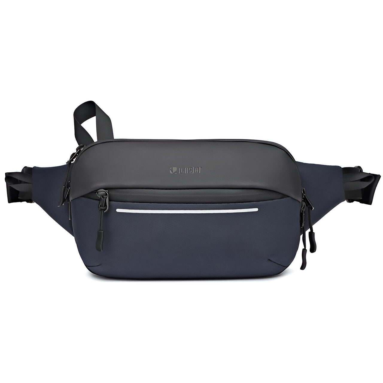 Schwarze Hüfttasche aus Leder, wasserdicht, mit Reißverschluss, ideal für Reisen und Outdoor.