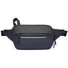 Schwarze Hüfttasche aus Leder, wasserdicht, mit Reißverschluss, ideal für Reisen und Outdoor.
