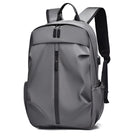 Grauer Laptop-Rucksack, wasserdicht, mit Reißverschluss, für Reisen und Arbeit.