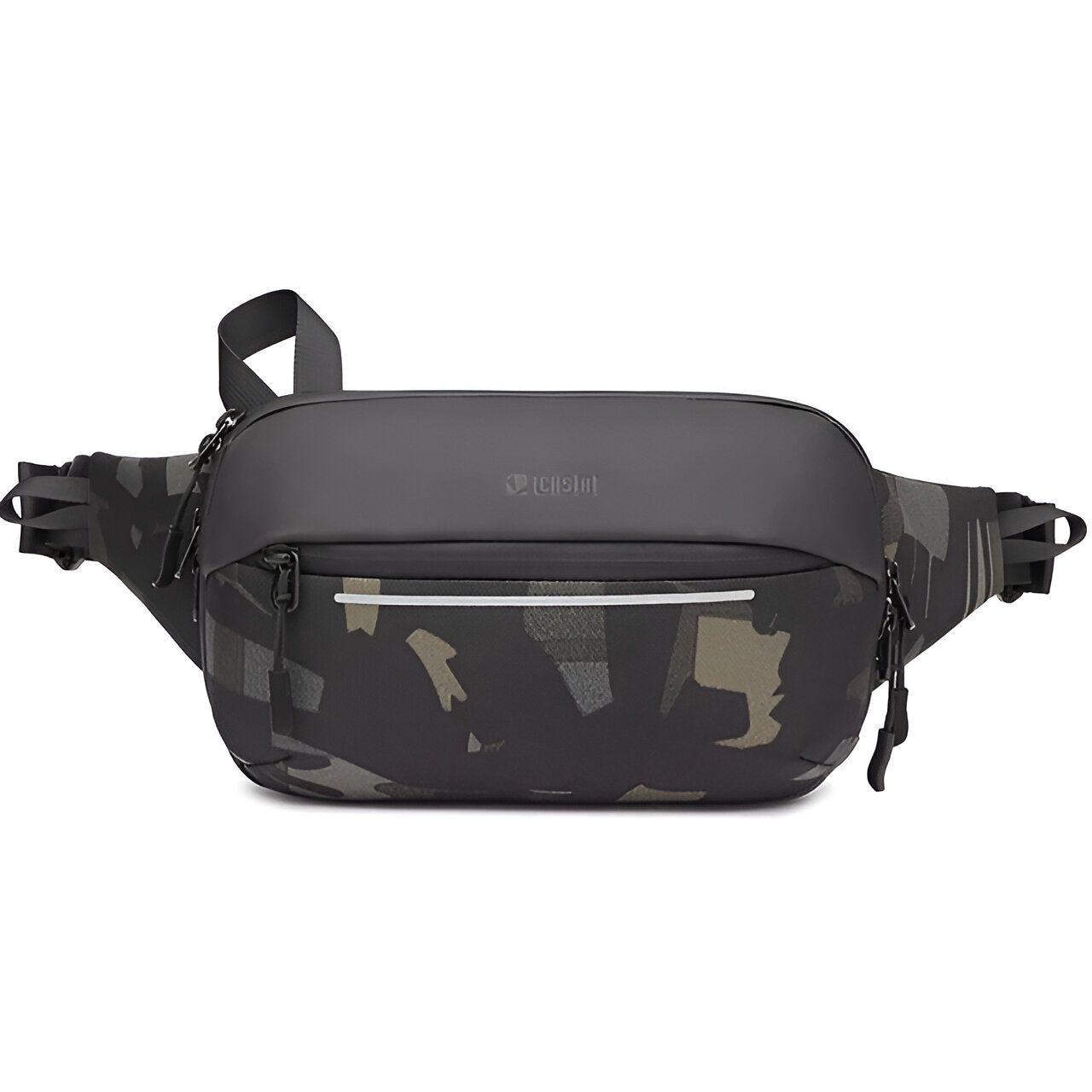 Camouflage-Gürteltasche, wasserdicht, schwarz-grau, Unisex, für Outdoor-Aktivitäten.