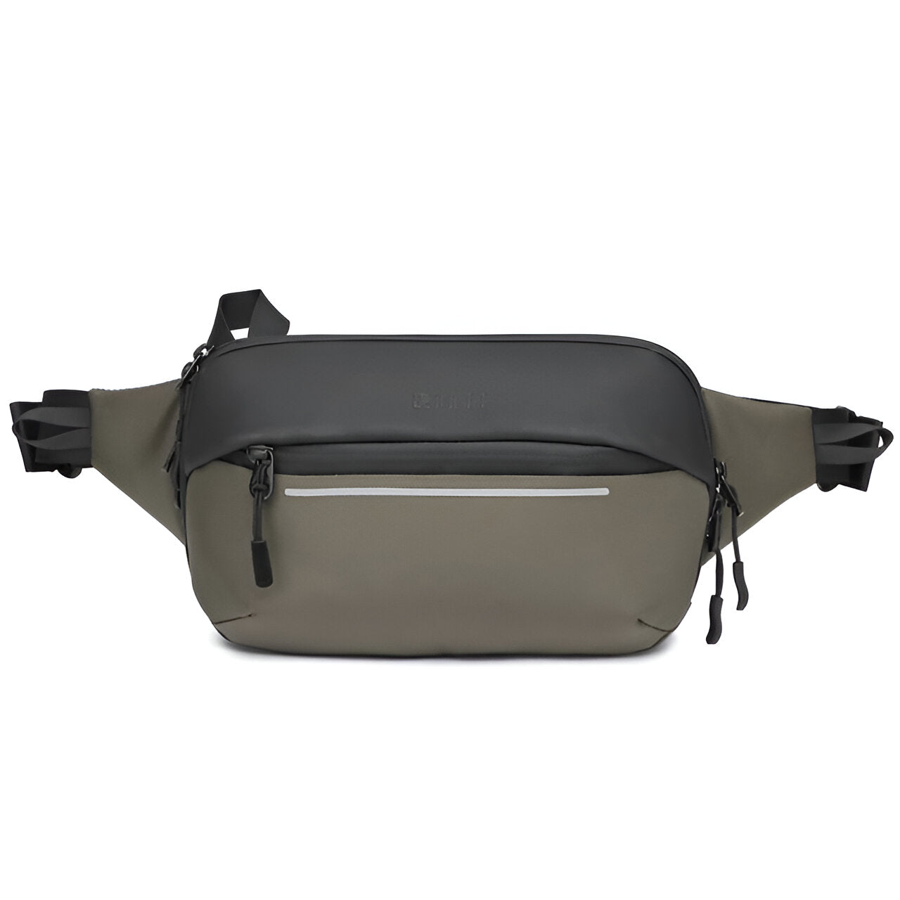 Olivegrüne Gürteltasche, wasserdicht, mit Reißverschluss, ideal für Outdoor-Aktivitäten.