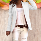 Eleganter weißer Blazer für Damen, ideal für Business und Freizeit. Hochwertige Verarbeitung, modisches Design, vielseitig kombinierbar.