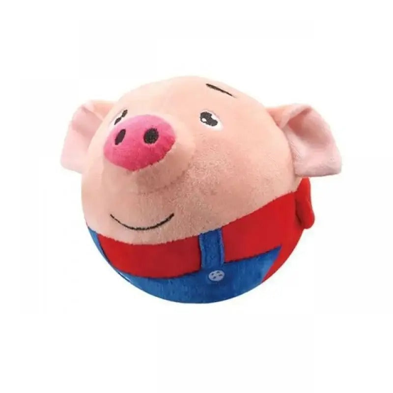 Kuscheltier Schwein in Rot-Blau, rund und weich. Perfektes Plüschtier für Kinder, ideal als Geschenk. Hochwertiges, niedliches Design.