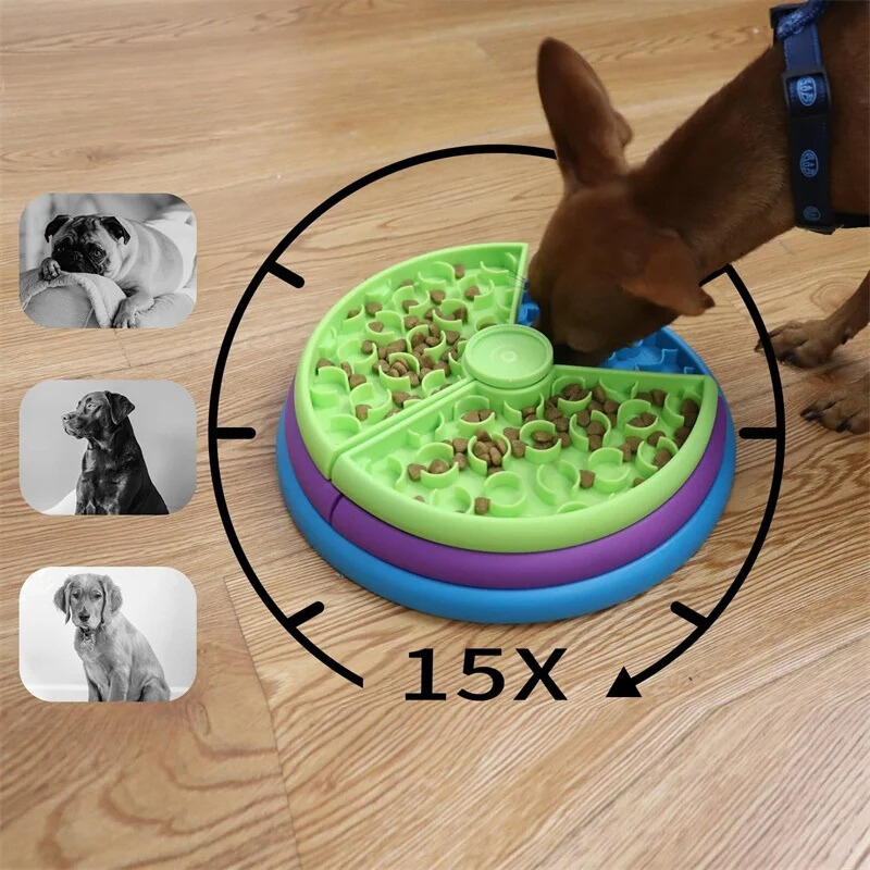 Hundespielzeug Fressnapf, grün-lila, rutschfest, interaktives Futterlabyrinth, 15-fach vergrößert